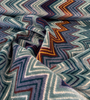 Opuzen Juno Riviera teal navy zigzag velvet for accent chairs and sofas, 56 inches wide
