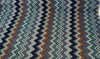 Opuzen Juno Riviera zigzag chevron velvet upholstery fabric in teal, seafoam, navy and mustard
