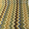 Opuzen Juno Country Gold zigzag chevron velvet on the bolt in mustard, wheat, teal, sage and burnt orange