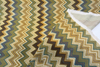 Opuzen Juno Country Gold multicolor chevron velvet in ochre, cream, sage and chocolate brown