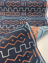 Revolution Prescott Navy coral and aqua mud cloth outdoor fabric for patio cushions