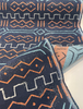 Revolution Prescott Navy coral and aqua mud cloth outdoor fabric for patio cushions