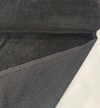 Close-up of Obsidian Black mohair velvet showing the heathered charcoal pile