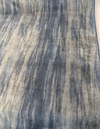 Slate blue and greige strié mohair velvet shown along the selvage