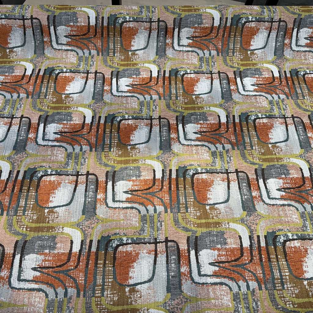 Bowie Gypsy Arizona Desert mid-century geometric chenille upholstery fabric laid flat