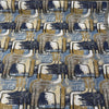 Bowie Blue Splash mid-century geometric chenille upholstery fabric laid flat
