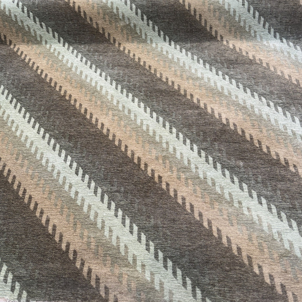 Fabricut Monza Sage flame stitch chenille velvet upholstery fabric laid flat