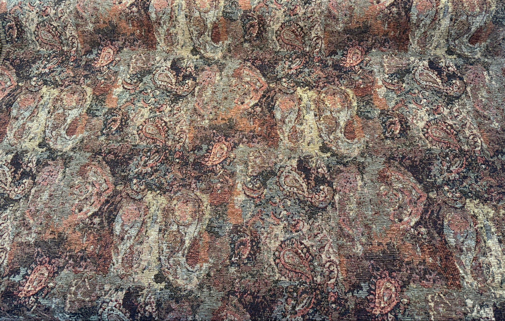 Hobo Patchwork Rust Latex Backed Chenille Swavelle Upholstery Fabric By The Yard