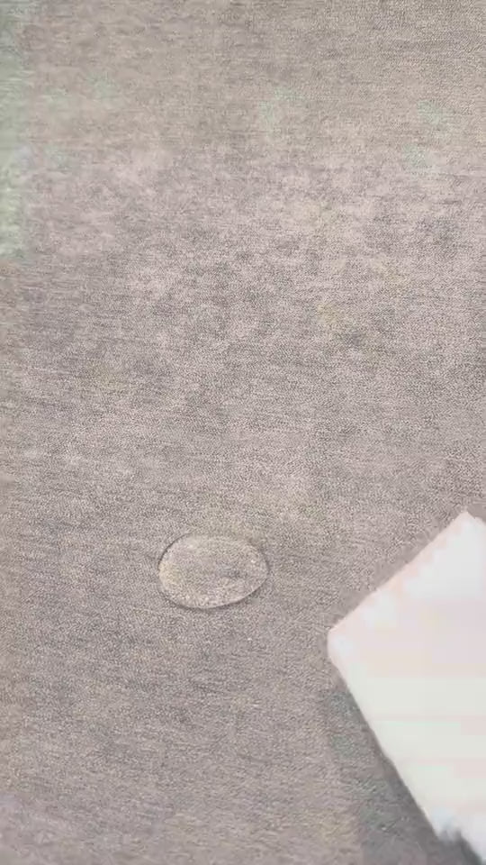 Water beading on Crypton Capri performance velvet, then wiped away