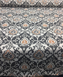  Reneta Damask Truffle Black Orange Cotton Fabric by the yard Multipurpose