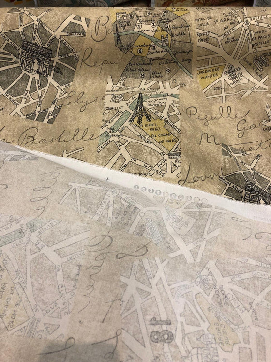 Waverly Mapped Out / SD Graphite Paris Fabric by the yard