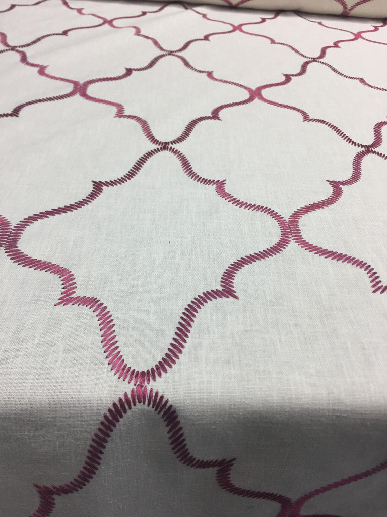Eliza Embroidered Raspberry Multipurpose Polyester Cotton Fabric by th ...