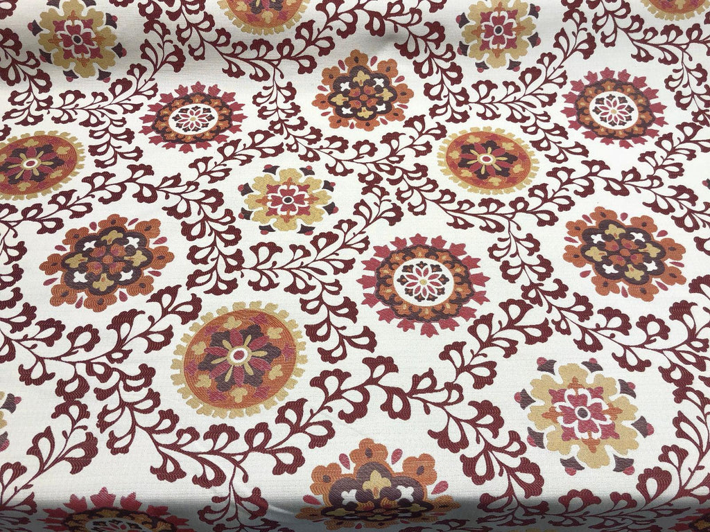 Richloom Alango Tomato Upholstery Jacquard  Floral Fabric by the yard