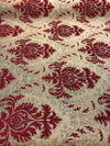 Sabrina Ruby Damask Fabric Chenille upholstery Fabric by the yard sofa chair