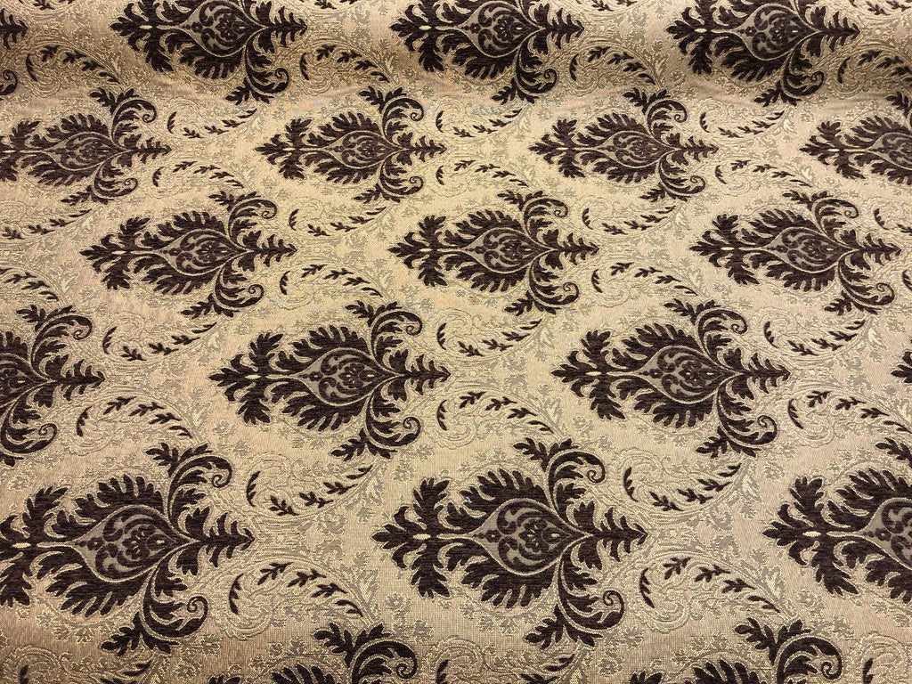 Sabrina Dark Brown Damask Fabric Chenille upholstery Fabric by the yard sofa