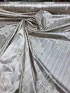 Fleur De Lis Oatmeal Stripe Damask Jacquard Drapery Upholstery Fabric By the yard