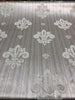 Fleur De Lis Oatmeal Stripe Damask Jacquard Drapery Upholstery Fabric By the yard