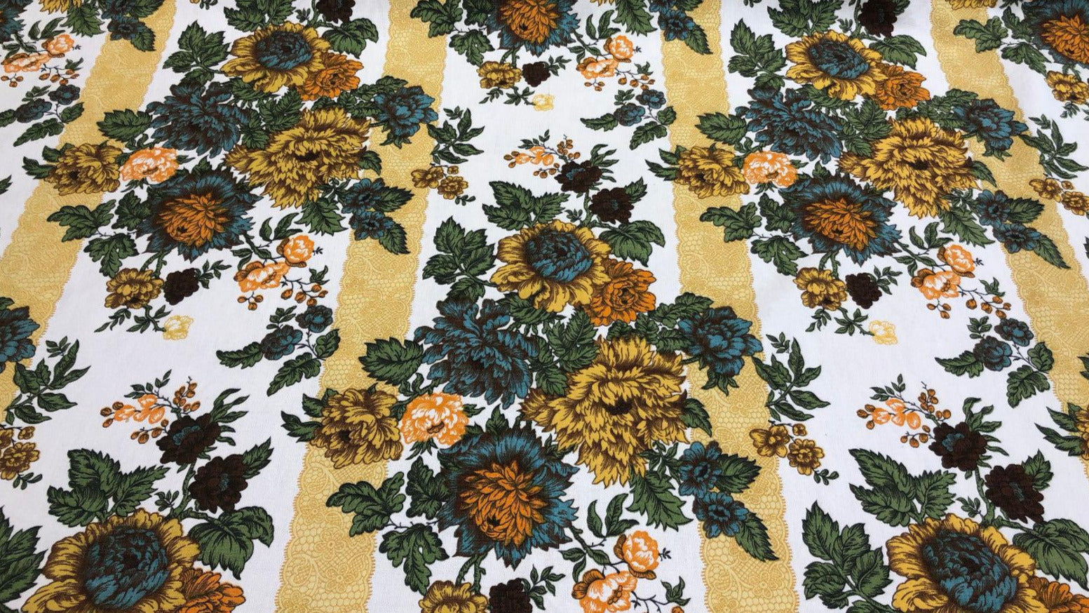 Floral Vintage Fabric by the Yard, Width 150cm /59 