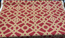  P Kaufmann Pavilion Fretwork Rouge Red Gold Fabric by the yard