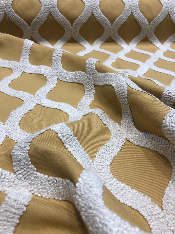 Valiant Time Wheat Gold Embroidered Modern Rope Fabric Sold by the yard