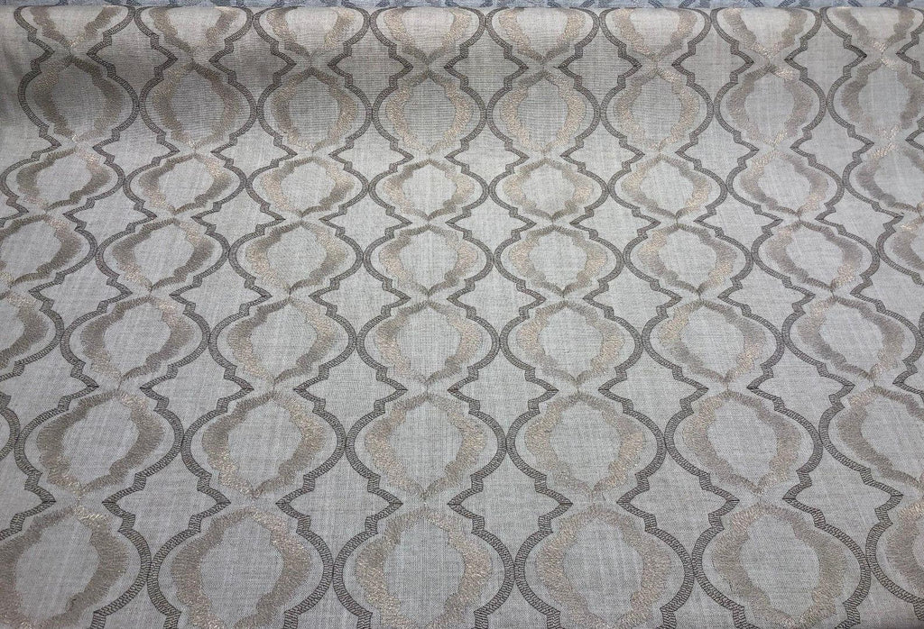 Barrister Natural Excellent for Drapery Embroidered Fabric by the yard Lurex yarn