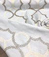 Sutton Shell On White Embroidered Faux Linen Fabric by the yard