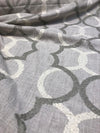 Sutton Gray Beige Embroidered Faux Linen Fabric by the yard