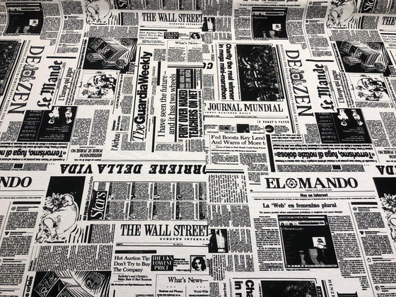 Wall Street Newspaper Cotton Drapery Upholstery Fabric by the yard