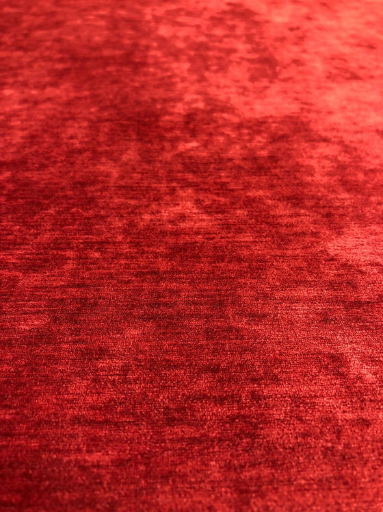 Solid Red Chili Evens Chenille Upholstery Fabric  By the yard