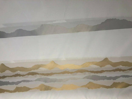 P Kaufmann Geoscape Stripe White Gold 118' double width Fabric By the yard