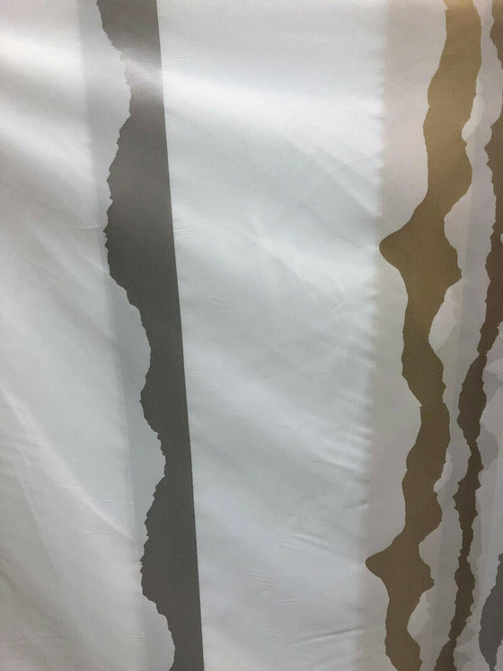 P Kaufmann Geoscape Stripe White Gold 118' double width Fabric By the yard
