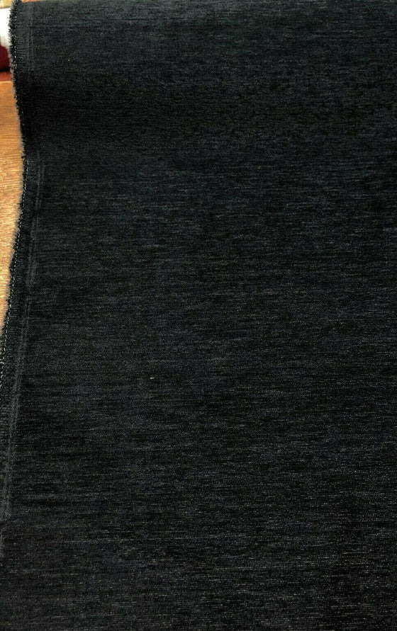 Barcelona Black Soft Chenille Upholstery Fabric By The Yard