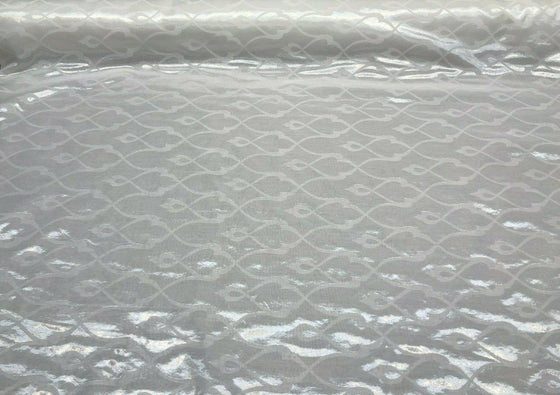 P Kaufmann NFP Palac Brocade Winter White Sheer 120' Fabric By The Yard