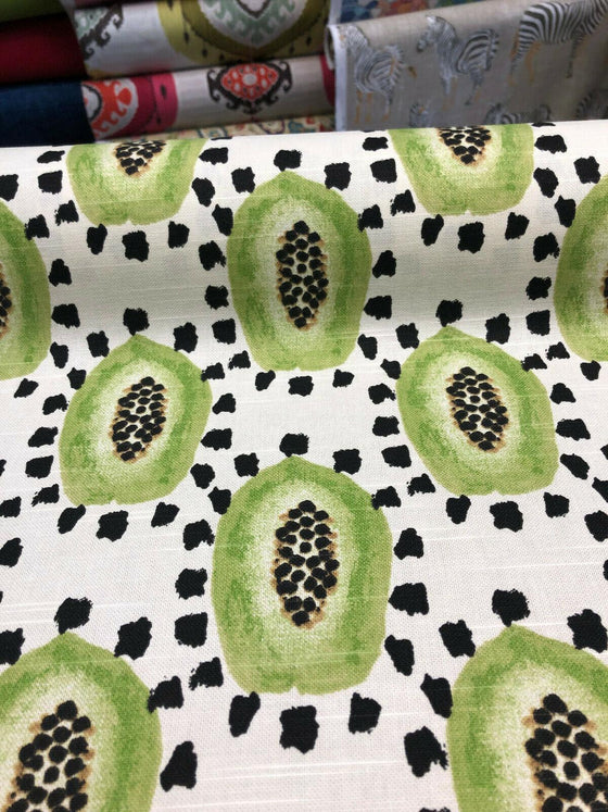 Genevieve Gorder Maya Papayas Green Matcha Fabric By The Yard
