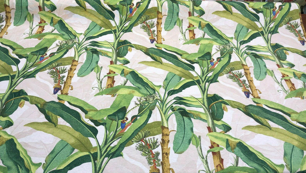 Beverly Hills Malaga Green Tree leafs Cotton Canvas Fabric by the yard
