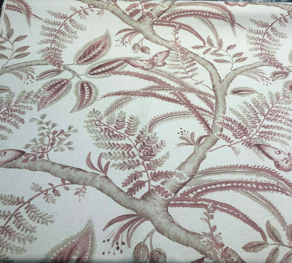 Beige Salmon Butterfly Trees Toile B Fabric by the yard