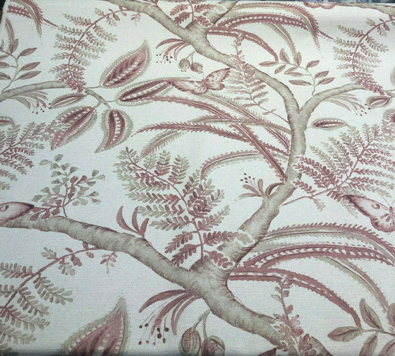 Salmon Butterfly Trees Toile A Canvas Fabric by the yard