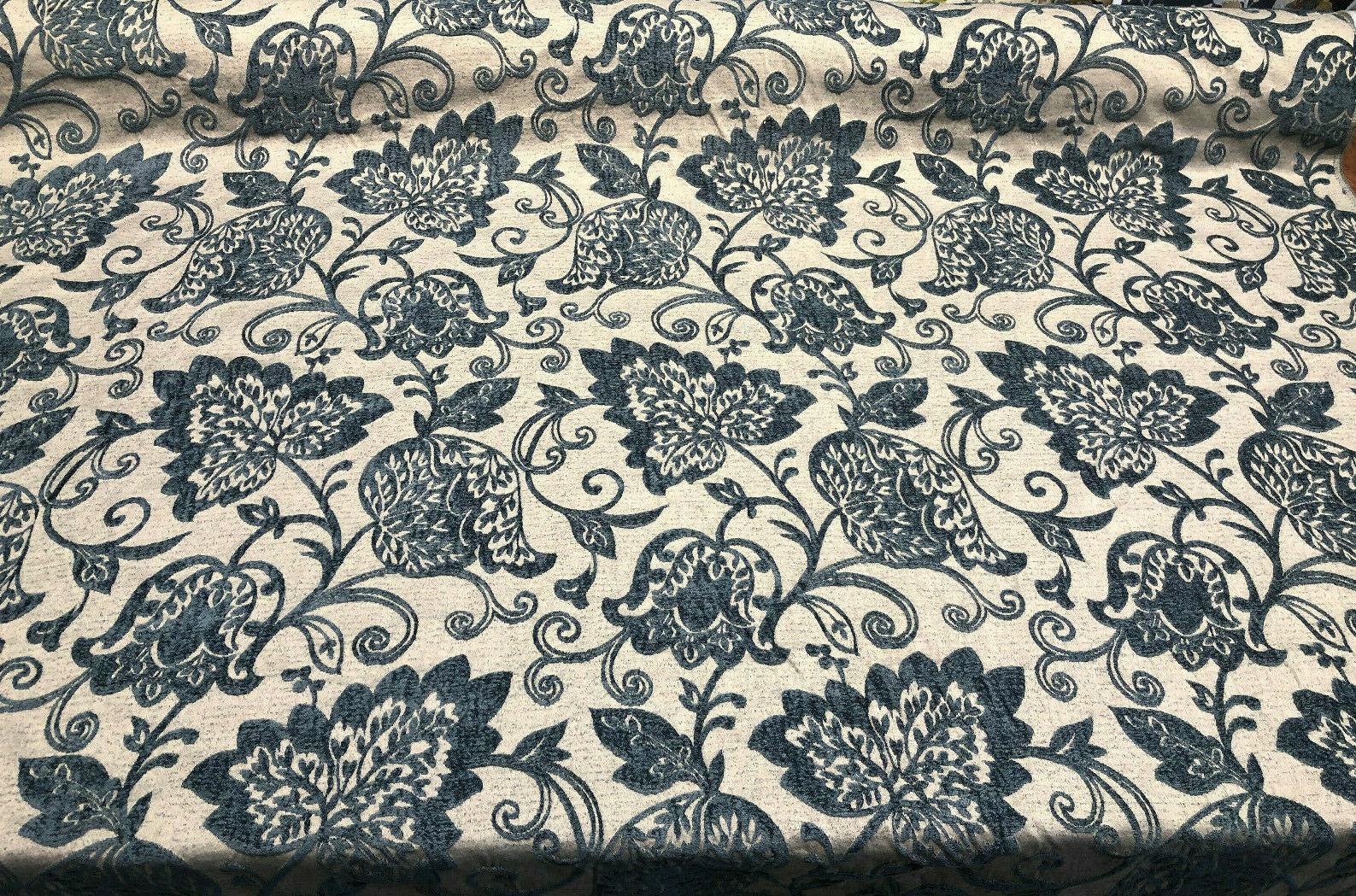 Renaissance Chenille Deep Teal Blue Upholstery Fabric by the yard sofa ...