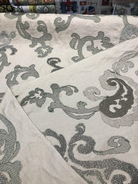 Fabricut Victoria Stingray Embroidered Linen Fabric by the yard