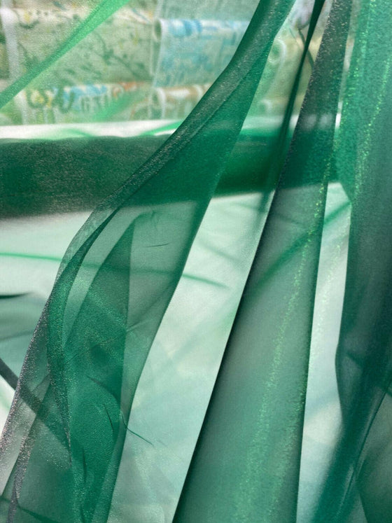 French Green 120 Inch Organza Double Width  Fabric By The yard