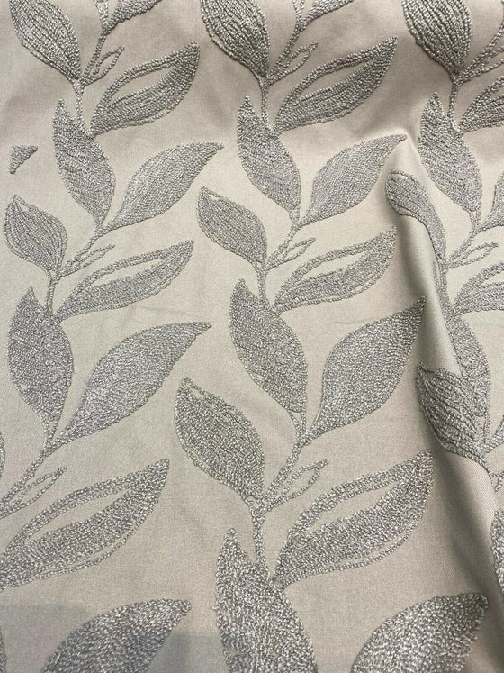 Valiant Dillon Natural Taupe Embroidered Crewel Fabric By The Yard ...