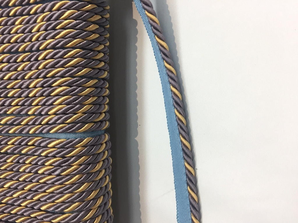 Lavendery Blue Yellow Trim Rope with Gimp Upholstery 10 yard 25 yard 50 yard
