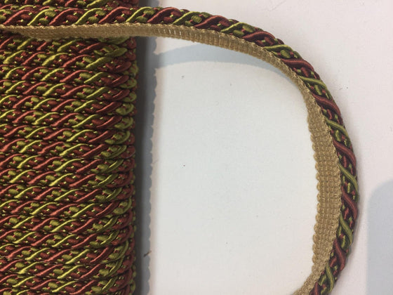 Green with Rust Trim Rope with Gimp Upholstery 10 yard 25 yard 50 yard