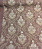 Brown Gold Damask Embroidered Faux Silk Polyester Drapery Fabric  by the yard