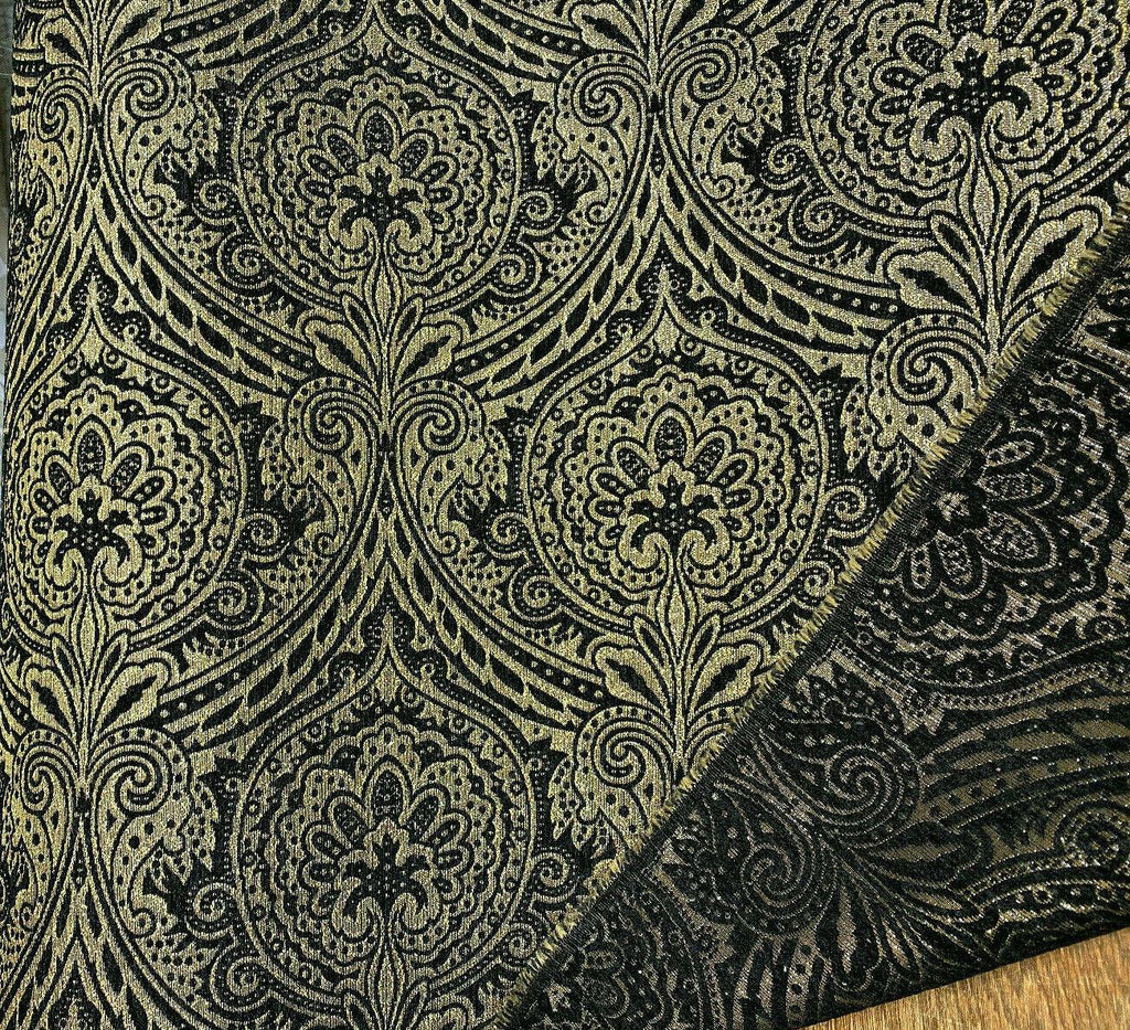 Medellin Damask Black Gold Upholstery Fabric By The Yard – Affordable ...