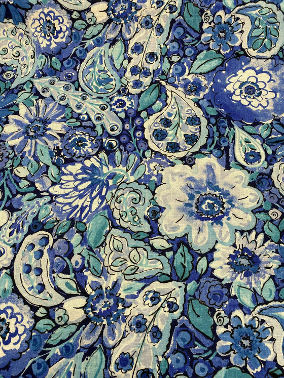 Dena Home Waverly Floral Sweet Summer Blueberry Blue Fabric By the Yard