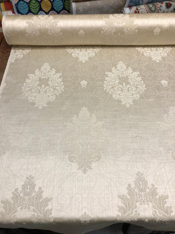 Champagne Damask Excellent for Drapery Fabric 56 inches wide By the yard