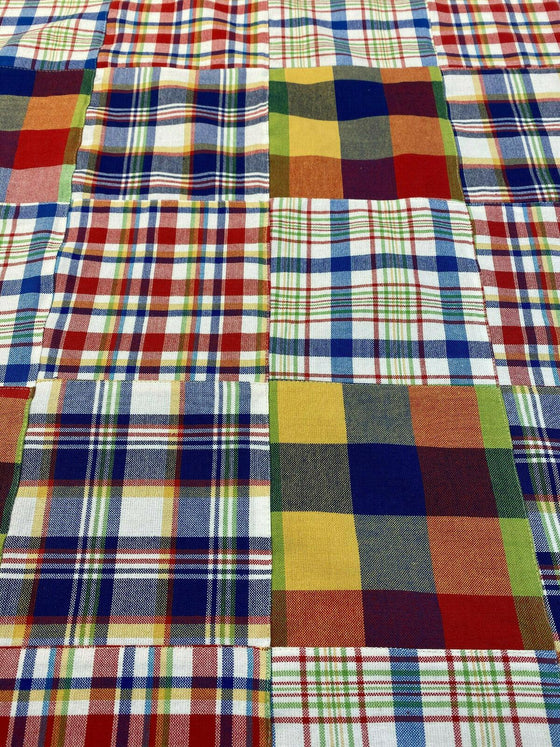 Patchwork Nantucket Plaid Red Blue Green Covington Fabric by the yard