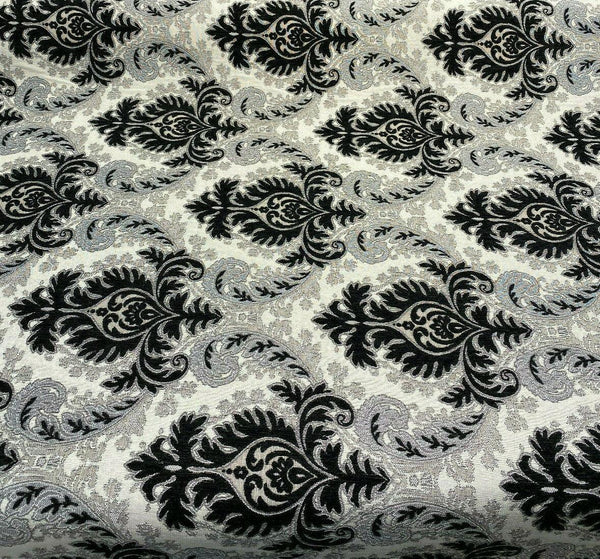 Furniture Grade Upholstery Fabric Black Maze on Silver - 2 yd. Minimum  $21.88/yd