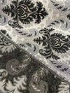 Grenada Damask Charcoal Silver Upholstery Fabric By The Yard